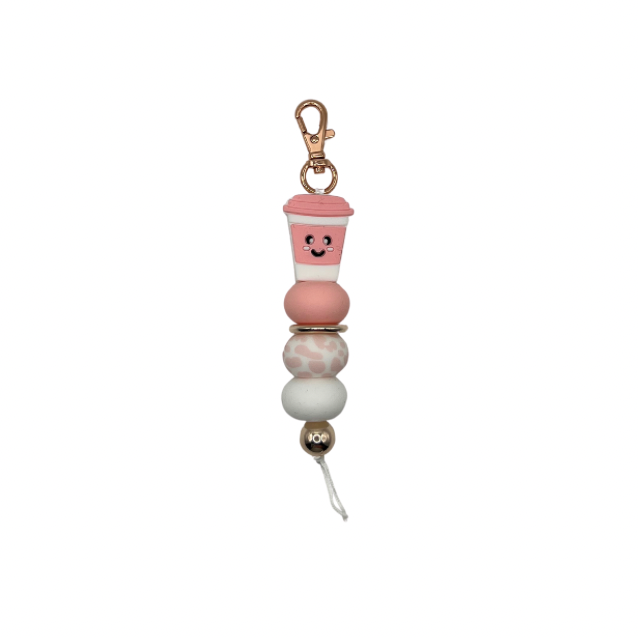 Pink coffee keyring